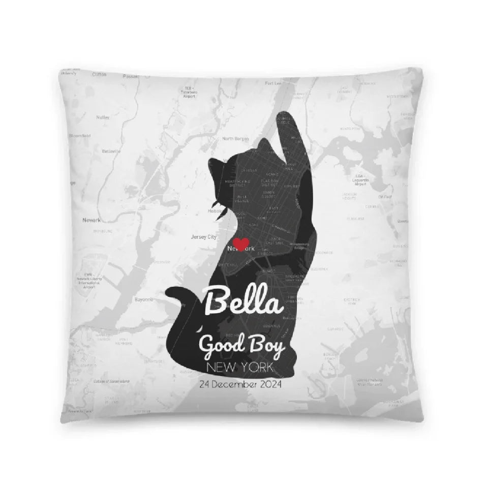 Personalized Pillow for Pets | Custom Map Gift for Pet Lovers