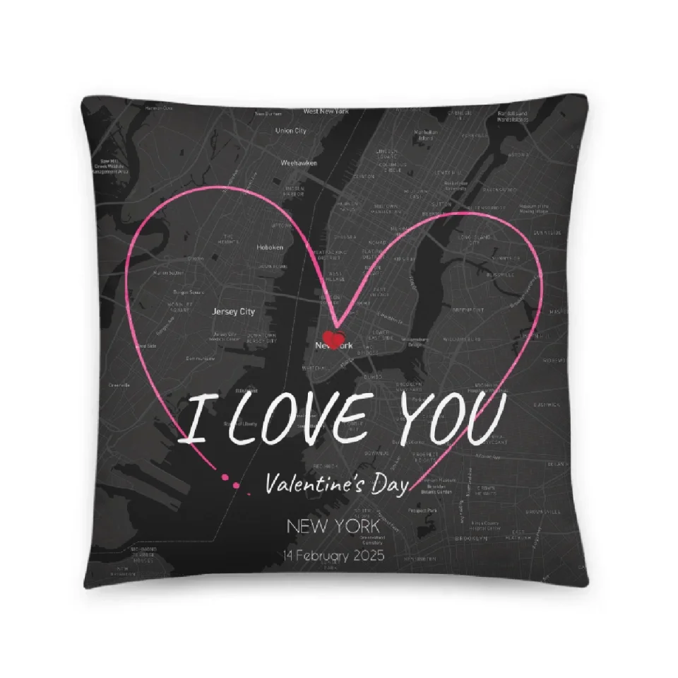 Personalized Pillow for Girlfriend | Custom Map Gift for Her