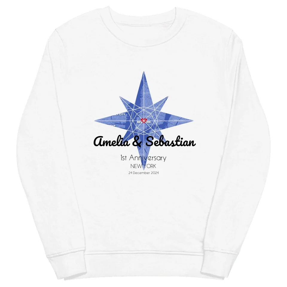 Unisex Organic Sweatshirt with Custom Map | Eco-Friendly Personalized Fashion