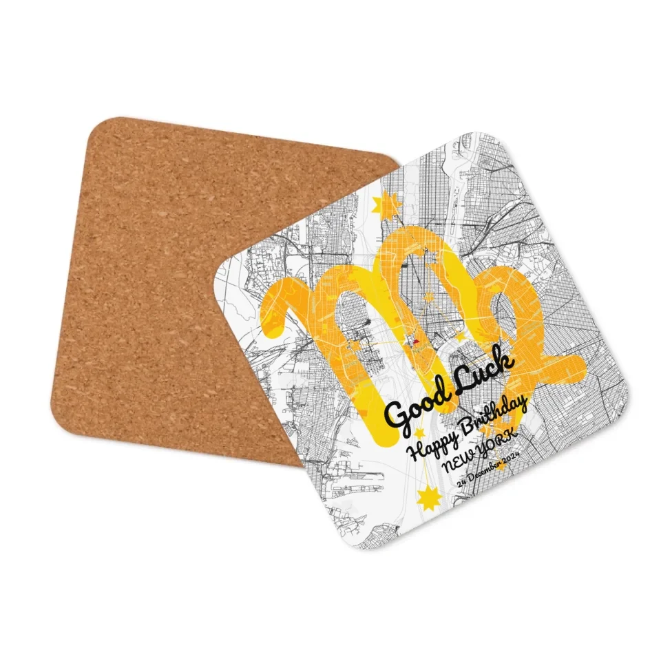 Custom Map Cork-Back Coaster | Personalized Non-Slip, Heat-Resistant Coaster for Everyday Use