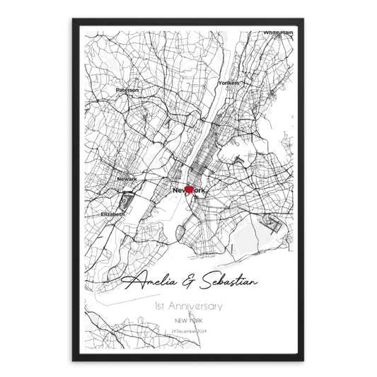 Personalized Map Framed Poster | Custom Enhanced Matte Paper for Special Moments