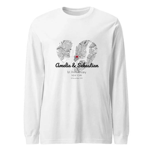 Personalized Map Long Sleeve Tee | Capture Your Memories in Style