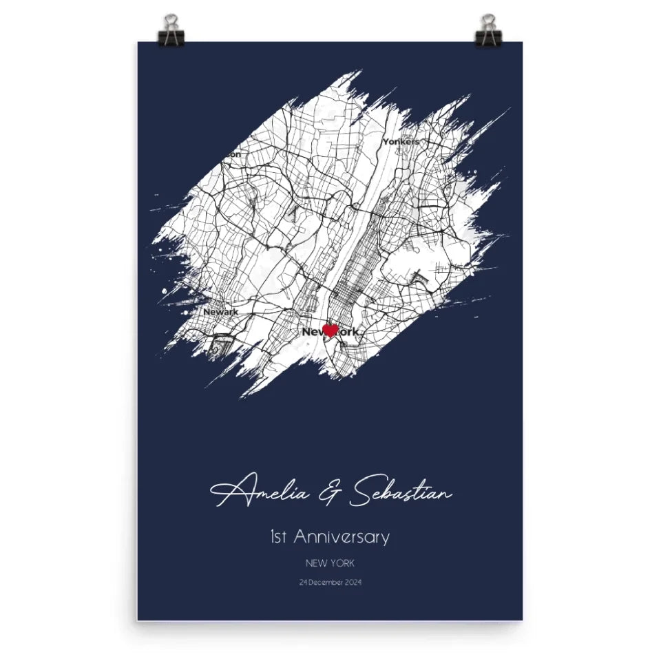 Personalized Map Poster | Custom Enhanced Matte Paper Poster for Special Moments